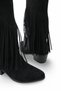 Phoebe Diva Women's Tasseled Western Boots 0012897 Black Suede - 6