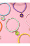 Pack of 6 - Girls Multi-Color Beaded Bracelets with Flower Charms - 3