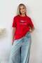 Women's crew neck dog print t-shirt red - 26y 2222