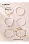 Pack of 6 - Girls Multi-Color Beaded and Heart Charm Bracelets - 5