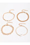 Pack of 4 - Girls Gold Tone Link Bracelet Set with Star Charm - 3