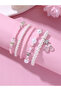 Pack of 5 - Girls Multi-Color Pearl and Charm Bracelets