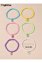 Pack of 6 - Girls Multi-Color Beaded Bracelets with Flower Charms - 8