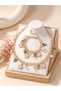 Girls Gold-Tone Flower and Pearl Charm Link Necklace and Bracelet Set - 3