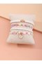 Pack of 4 - Girls Multi-Color Pastel Heart and Flower Charms Beaded Bracelets