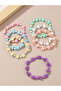 Pack of 7 - Girls Multi-Color Pastel Star Beaded Bracelets