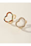 Girls Set of 2 - Embellished Heart Shaped Ring