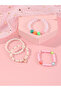 Pack of 4 - Girls Multi-Color Pearl and Heart Charm Bracelets - 3