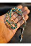 Turquoise, Orange and Translucent Color Mix Glass 33-Piece Prayer Beads - 3