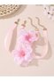 Girls Pink Flower Charm Necklace and Bracelet Set