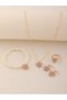 Girls Gold Tone Sequin Butterfly Charm Necklace, Earrings, Ring and Pearl Bracelet Set
