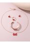 Girls Red Flower Charm Necklace, Bracelet, Ring and Earrings Set - 2
