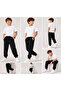 Unisex Children's Ribbed Long Sweatpants - Black