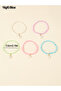 Pack of 5 - Girls Multi-Color Pastel Beaded Bracelets with Heart Charms - 4