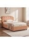 Maxillux LineaUpholstered Kids Bed With Hydraulic Storage + Usb-peach Pink, Engineered Wood, Fabric