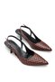 Carina Aria Women's Pointed Toe Open Back Thin Heeled Shoes 0012301 3D Printed Brown - 3
