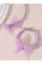 Girls Purple Lace Butterfly Charm Choker and Bracelet Set - 3