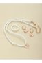 Girls White Butterfly and Pearl Beaded Necklace, Ring and Earrings Set