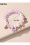 Girls Multi-Color Pastel Beaded Bracelet with Butterfly and Heart Charms - 4