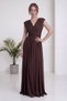 Women's Double-Breasted Collar Pleated Padded Waist-Sitting Long Evening Dress Lilac, Brown - 3