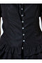 Black Ruffled Short Sleeve Top - 4