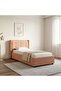 Maxillux Tuft 90X200 Upholstered Kids Bed With Usb-peach Pink, Engineered Wood, Fabric