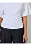 Off White Solid Knit Short Sleeve High Neck Top - 4