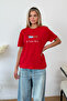 Women's crew neck dog print t-shirt red - 26y 2222 - 3
