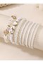 Pack of 8 - Girls White Pearl and Flower Beaded Bracelets - 3