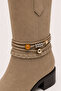 Avelona Mink Suede Women's Casual Belt and Bead Detailed Boots & Booties - 2
