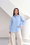 Women's blue hidden button long sleeve relaxed fit oversized shirt - 2