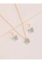 Girls Blue Butterfly Pendant Necklace and Earrings Set - 4
