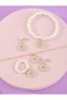 Girls Multi-Color Daisy Flower Charm and Pearl Necklace, Bracelet, Ring and Earrings Set - 2