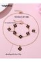 Girls Black Clover Charm Necklace, Bracelet and Earrings Set - 5