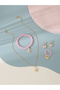 Girls Pink Butterfly Charm Necklace, Bracelet, Ring and Earrings Set - 3