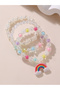 Pack of 3 - Girls Multi-Color Rainbow and Star Charms Beaded Bracelets