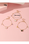 Pack of 3 - Gold Tone Butterfly Charm Bracelet - 4