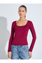 Pack of 2 - Multi-Color Square Neck Long Sleeves Knit T-Shirt - 4