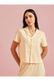 Yellow Checked Short Sleeves Shirt and Straight Pants Pyjama Set - 2