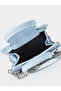 Blue Checked Mini Handbag with Removable Chain Strap - 5
