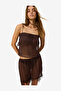 Women's Brown Sleeveless Polyester Pyjama Set with Shorts