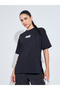 Black Side Tie Detail and Graphic Print Knitted T-Shirt