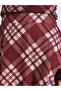 Burgundy Checked A-Line Midi Skirt - 3