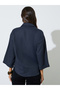 Navy Blue Pocket Detail 3/4 Sleeves Relaxed Fit Shirt - 4
