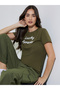 Olive Slogan Print Regular Fit T-shirt