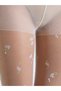 Beige Floral Embroidered Sheer Above-Knee Tights - 3