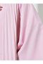 Light Pink Solid Pleated Open Front Abaya - 3