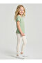 Girls Green Ribbed Flower Embroidery Regular Fit T-Shirt By Juniorloom - 2