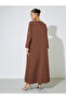 Brown Long Sleeves Embroidered Maxi Jalabiya - 6