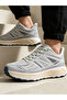 Unisex Grey Textile Lace-Up Sports Sneakers - 2
